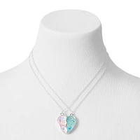 Best Friends Pink & Blue Split Heart Pendant Necklaces - 2 Pack