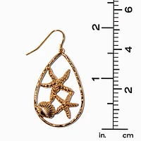 Gold-tone Starfish Teardrop 1.5" Drop Earrings