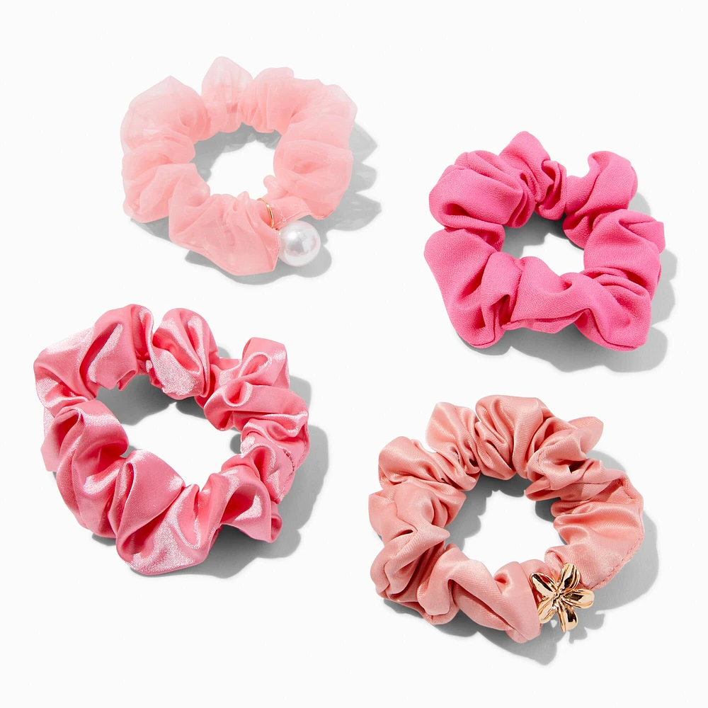 Coral Mixed Hair Scrunchies - 4 Pack