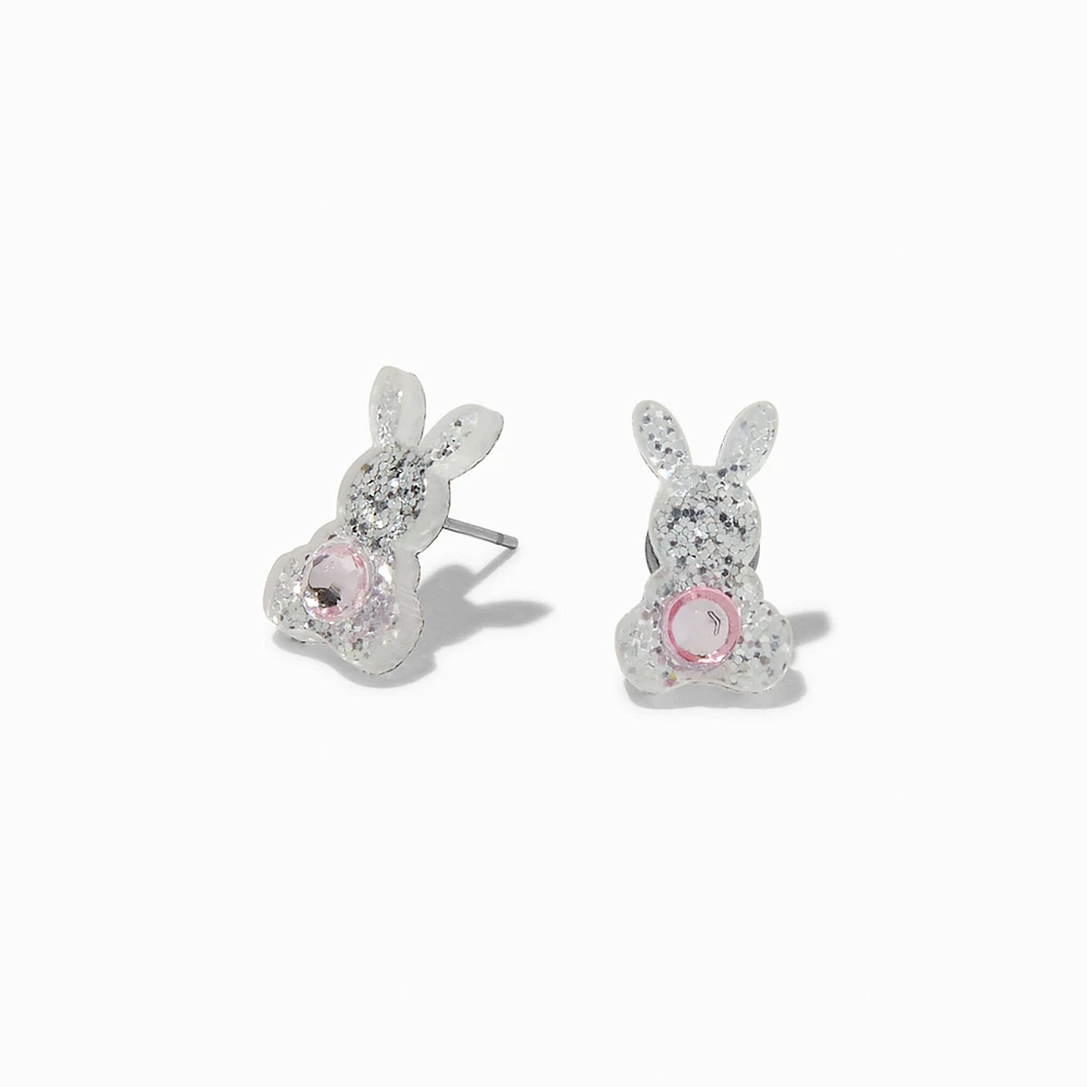 Bling Easter Bunny Stud Earrings