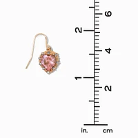 Gold-tone Pink Heart 0.5" Drop Earrings