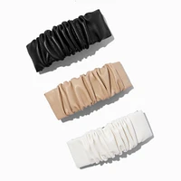 Neutral Leather Cinched Rectangle Hair Clips - 3 Pack