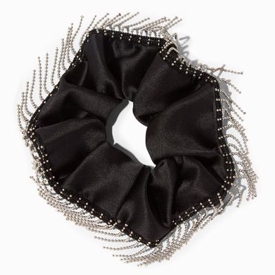 Chain Fringe Black Hair Scrunchie