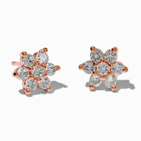 C LUXE by Claire's 18k Rose Gold Plated Cubic Zirconia Flower Earrings