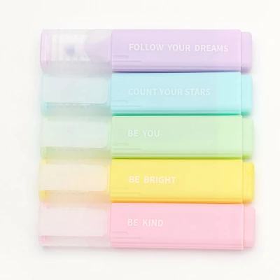 Inspirational Messages Pastel Highlighter Set - 5 Pack