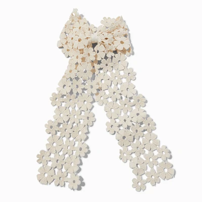 Ivory Floral Crochet Hair Bow Clip