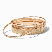 Gold-tone Raffia Bangle Bracelets - 5 Pack