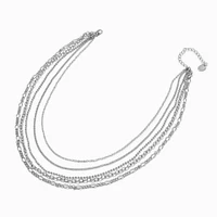 Silver-tone Mixed Multi-Strand Chain Necklace