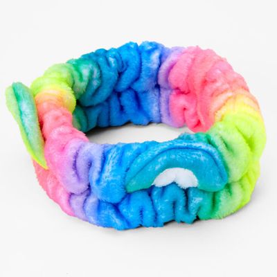 Plush Rainbow Bear Ear Makeup Headwrap