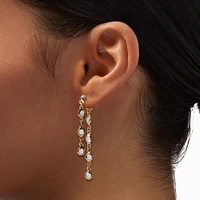 Gold-tone Crystal Front & Back Stud Earrings