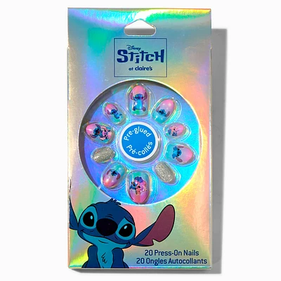 Disney Stitch Claire's Exclusive Bling Stiletto Press On Faux Nail Set - 20 Pack