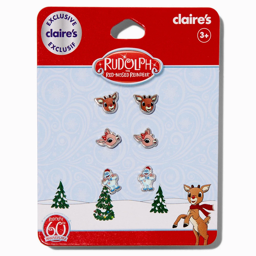 Rudolph the Red-Nosed Reindeer® 60th Anniversary Claire's Exclusive Stud Earring Set - 3 Pack