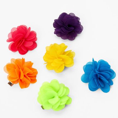 Claire's Club Rainbow Flower Hair Clips - 6 Pack