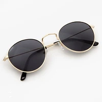 Gold-tone Black Lens Round Sunglasses