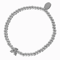 Silver-tone Pavé Crystal Letter Initial Stretch Bracelet