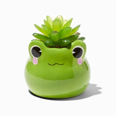 Frog Planter with Faux Succulent