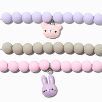 Claire's Club Matte Pastel Critter Beaded Stretch Bracelets - 3 Pack