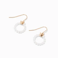 Gold-tone Butterfly Pearl 0.5" Drop Earrings