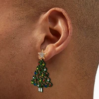 Rhinestone Christmas Tree Drop Earrings