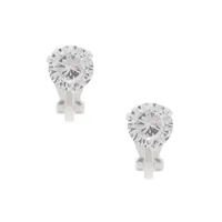 Silver Cubic Zirconia Round Clip On Earrings - 7MM