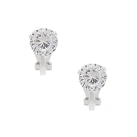 Silver Cubic Zirconia Round Clip On Earrings - 7MM