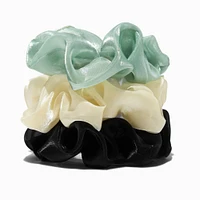 Light Green, Ivory, & Black Silky Hair Scrunchies - 3 Pack