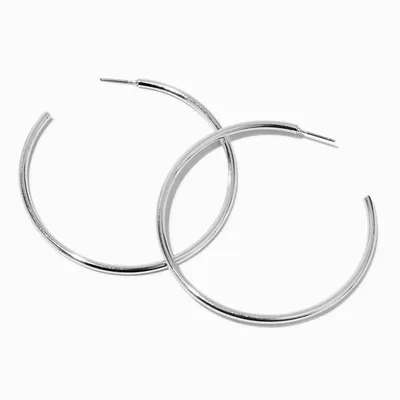 Silver-tone 60MM Tubular Hoop Earrings