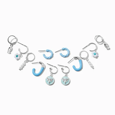 Light Blue Hoop Earring Stackables Set - 6 Pack