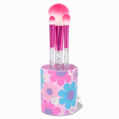Retro Daisy Pink Makeup Brush Set - 3 Pack