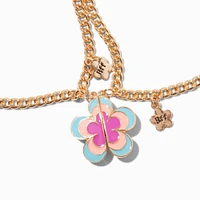 Best Friends Gold-tone Split Flower Charm Bracelets - 2 Pack