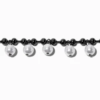 Hematite Pearl Charm Chain Bracelet