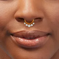 Gold Titanium 16G Embellished Crown Septum Nose Hoop
