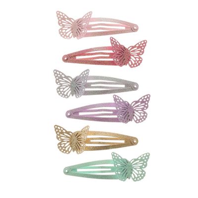 Claire's Club Butterfly Glitter Snap Hair Clips - 6 Pack