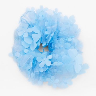 Giant Daisy Confetti Blue Hair Scrunchie