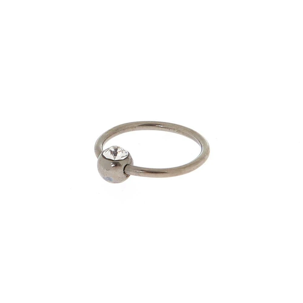 Silver-tone Titanium Cubic Zirconia 20G Cartilage Hoop Earring