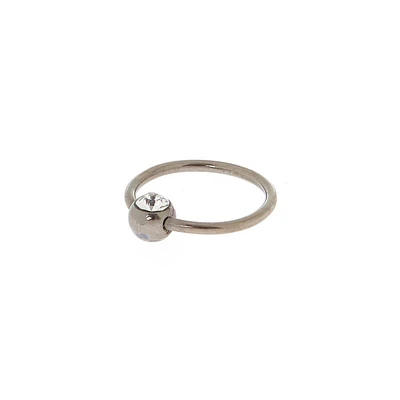 Silver-tone Titanium Cubic Zirconia 20G Cartilage Hoop Earring