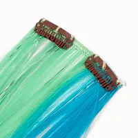 Blues & Green Faux Hair Clip In Extensions - 4 Pack