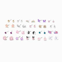 Mixed Metal Icon Stud Earrings - 20 Pack