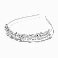 Silver-tone Crystal Leaf & Pearl Headband