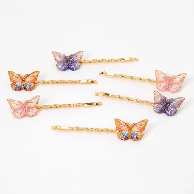 Gold Pastel Tone Butterfly Hair Pins - 6 Pack
