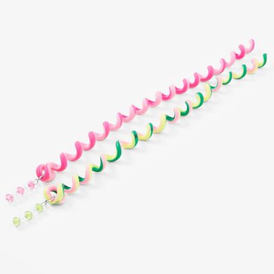 Pink & Green Spiral Faux Hair - 2 Pack