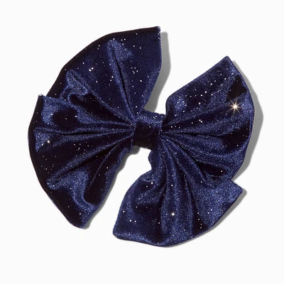 Claire's Club Navy Blue Velvet Starry Hair Bow Clip