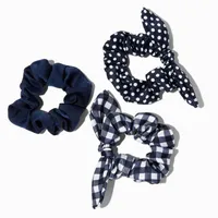 Claire's Club Navy Pattern Hair Scrunchies - 3 Pack