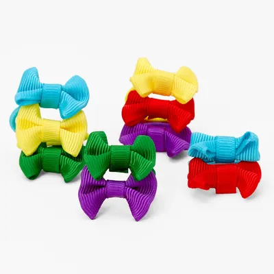 Claire's Club Bow Hair Ties - 10 Pack, Rainbow