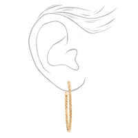 Gold 40MM Laser Cut Twisted Hoop Earrings