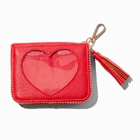 Valentine's Day Quilted Heart Zip Around Card Case