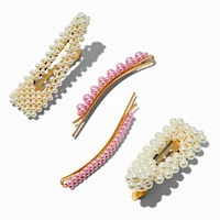 Mean Girls™ x Claire's Pink & White Pearl Snap Hair Clips & Pins - 4 Pack