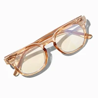 Solar Blue Light Reducing Brown Round Clear Lens Translucent Frames