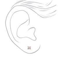 Rose Gold Cubic Zirconia Square Stud Earrings - 4MM