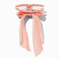 Pastel Orange Organza Bow Hair Claw